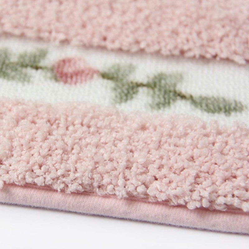 UKELER Luxury Shaggy Pink Rose Bath Rugs Washable Non-Slip Bathroom Mat for Home and Hotel, 17.7''x29.5'' - Image 5